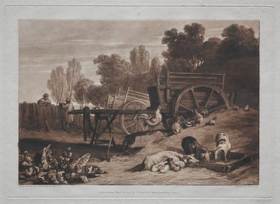 Liber Studiorum: Podwórko z kogutem. autorstwa Joseph Mallord William Turner
