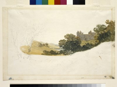Pałac Linlithgow, Szkocja (akwarela nad ołówkiem na białym papierze) autorstwa Joseph Mallord William Turner