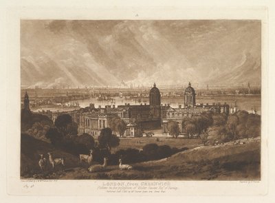 Londyn z Greenwich Liber Studiorum, część V, tablica 26, 1 stycznia 1811. autorstwa Joseph Mallord William Turner