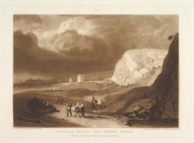 Martello Towers koło Bexhill, Sussex Liber Studiorum, część VII, płyta 34, czerwiec 1811. autorstwa Joseph Mallord William Turner