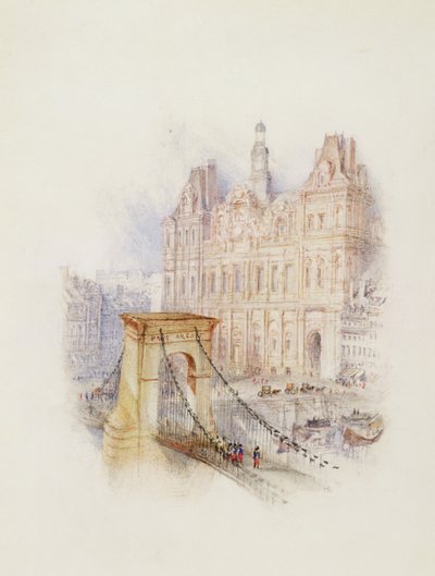 Paryż: Hotel de Ville (akwarela, pióro i czerwony tusz na białym tkanym papierze) autorstwa Joseph Mallord William Turner