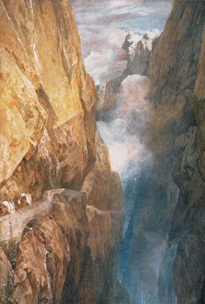 Przejście Mount St. Gotthard od Devils Bridge, 1804 (wc na papierze) autorstwa Joseph Mallord William Turner