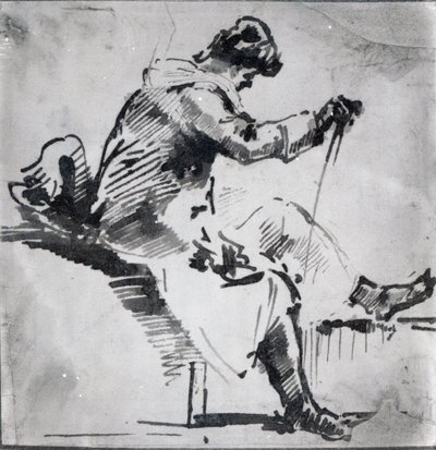 Siedzący mężczyzna (wc na papierze) autorstwa Joseph Mallord William Turner