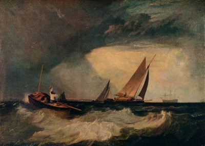 Shoeburyness Fisherman przywołujący Whitstable Hoy, alias The Pilot Boat and The Red Cap, c1809 autorstwa Joseph Mallord William Turner