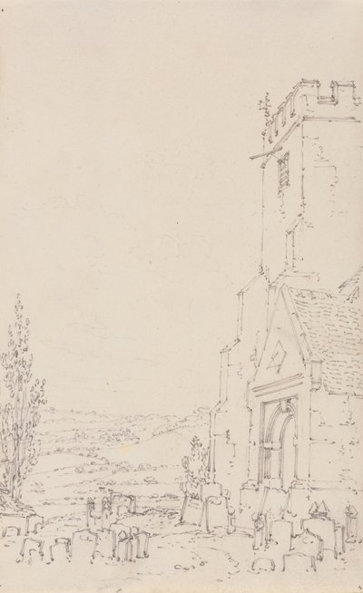 Kruchta Południowa i Wieża Niezidentyfikowanego Kościoła, ok. 1790-95 (ołówek na papierze wykładanym) autorstwa Joseph Mallord William Turner