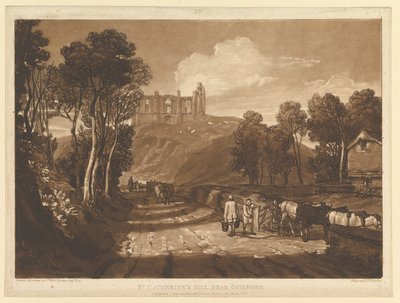 St. Catharines Hill w pobliżu Guilford Liber Studiorum, część VII, tablica 33, czerwiec 1811. autorstwa Joseph Mallord William Turner