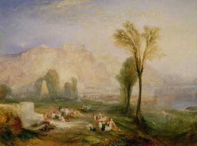 Jasny Kamień Honoru (Ehrenbreitstein) i Grób Marceau, z „Dziecka Harolda” Byrona, 1835 autorstwa Joseph Mallord William Turner