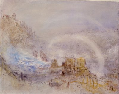 Wodospady Renu w Schaffhausen (ołówek, czerwony atrament i toaleta na papierze) autorstwa Joseph Mallord William Turner