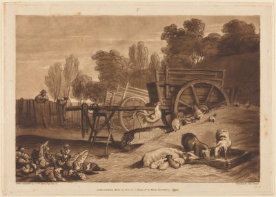 Podwórze gospodarskie z kogutem autorstwa Joseph Mallord William Turner