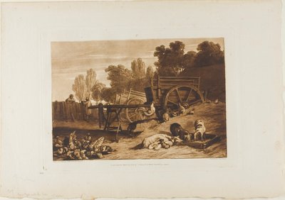 Podwórko z kogutem, tablica 17 z Liber Studiorum autorstwa Joseph Mallord William Turner