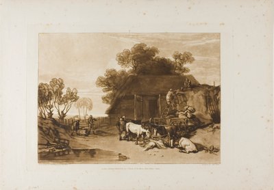 Podwórko Słomy, tablica 7 z Liber Studiorum autorstwa Joseph Mallord William Turner