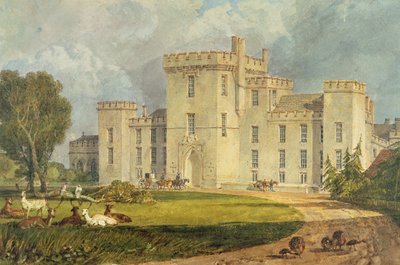 Widok na Hampton Court od północnego zachodu, ok. 1806 (pióro i atrament oraz akwarela na ołówku na tkanym papierze) autorstwa Joseph Mallord William Turner