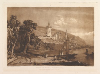 Ville de Thun, Szwajcaria Liber Studiorum, część XII, tablica 59, 1 stycznia 1816. autorstwa Joseph Mallord William Turner