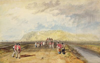 Winchelsea, Sussex, z Rye Road (akwarela i kolor nadwozia na papierze) autorstwa Joseph Mallord William Turner