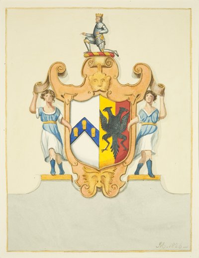 Ramiona biskupa Newtona na jego pomniku w katedrze w Bristolu (akwarela na papierze) autorstwa Joseph Manning
