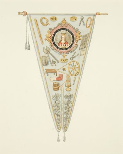 Sztandar Firmy Szpilkowej z Bristolu, ok. 1833 (ołówek, akwarela i kolor ciała na papierze) autorstwa Joseph Manning