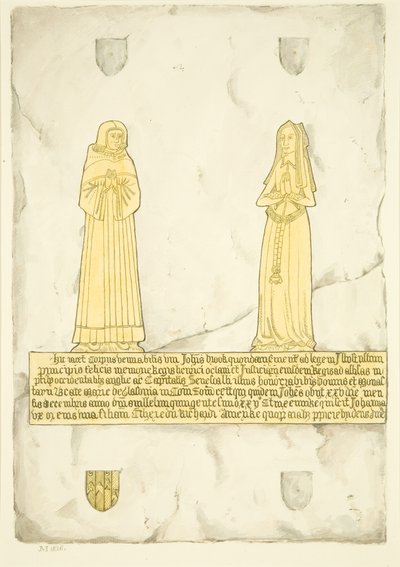 Mosiądz Johna Brooke i jego żony w St Mary Redcliffe (akwarela na papierze) autorstwa Joseph Manning