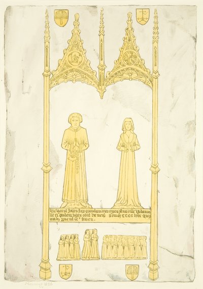 Mosiądz Jana i Johanny Jay w St Mary Redcliffe (akwarela na papierze) autorstwa Joseph Manning