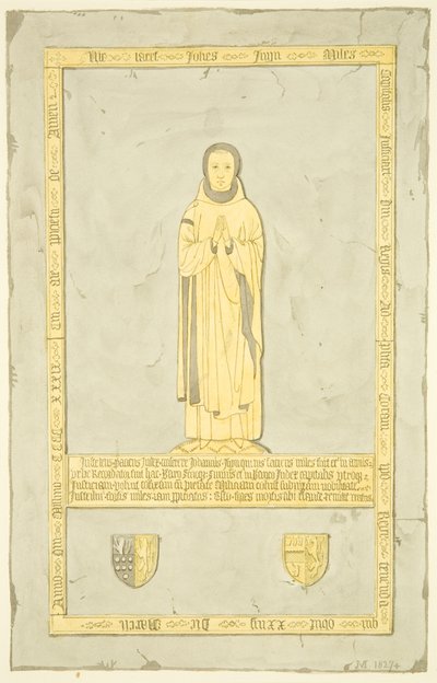 Mosiądz Sir Johna Inyna w St Mary Redcliffe (akwarela na papierze) autorstwa Joseph Manning