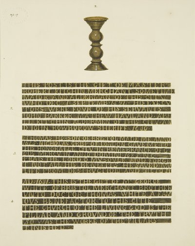 Kolumna z brązu (Gwoździe) nr 2, z napisami nr 2, 3 i 4 (ołówek i akwarela na papierze) autorstwa Joseph Manning