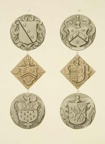 Herby na nagrobkach w kościele św. Tomasza (akwarela na papierze) autorstwa Joseph Manning
