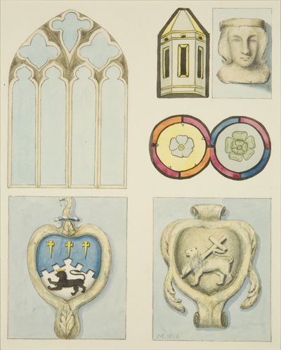 Szczegóły wnętrza kościoła Temple (akwarela na papierze) autorstwa Joseph Manning