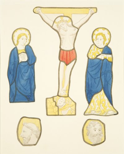 Figury w witrażu w prywatnym oknie Pałacu Biskupiego (akwarela na papierze) autorstwa Joseph Manning