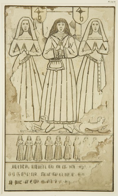 Płaski kamień na szczycie nieznanego grobowca w krypcie kościoła św. Jana (akwarela na papierze) autorstwa Joseph Manning
