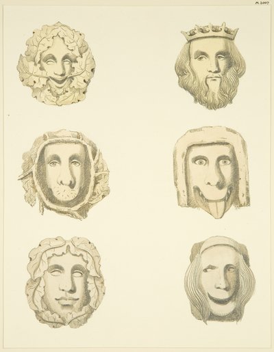 Kamienie pachwinowe (bossowie) w suficie kościoła Redcliffe (akwarela na papierze) autorstwa Joseph Manning