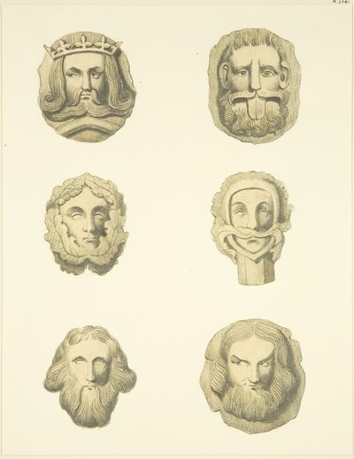 Kamienie pachwinowe (bossowie) w suficie kościoła Redcliffe (akwarela na papierze) autorstwa Joseph Manning