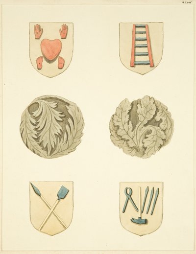 Kamienie pachwinowe (bossowie) w suficie kościoła w Redcliffe (akwarela na papierze) autorstwa Joseph Manning