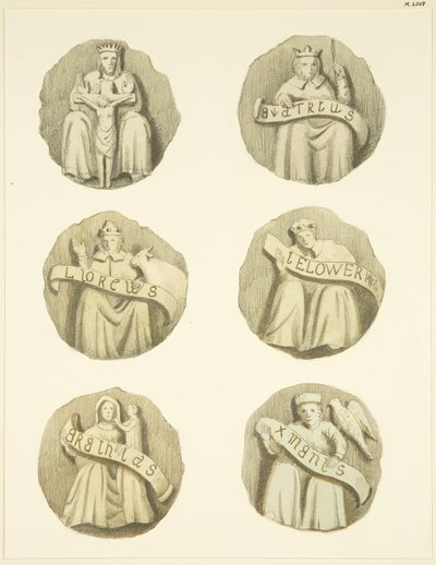 Kamienie pachwinowe (bossowie) w suficie kościoła w Redcliffe (akwarela na papierze) autorstwa Joseph Manning