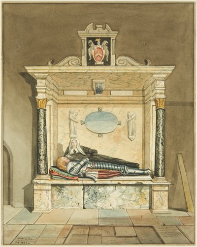 Pomnik Lady Throckmorton w kościele św. Marka (akwarela na papierze) autorstwa Joseph Manning
