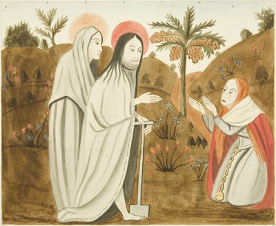Obraz w kamieniu znaleziony w konfesjonale w nawie północnej kościoła św. Marka (akwarela na papierze) autorstwa Joseph Manning