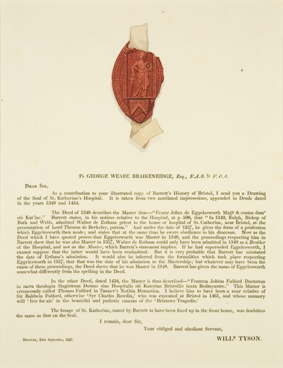 Pieczęć szpitala św Katarzyny autorstwa Joseph Manning