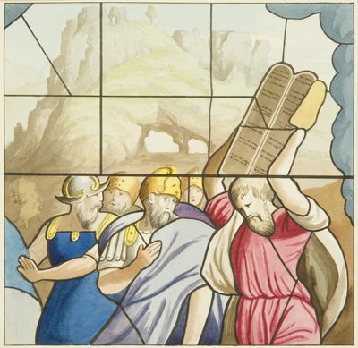 Witraż w kościele św. Marka - Mojżesz (akwarela na papierze) autorstwa Joseph Manning