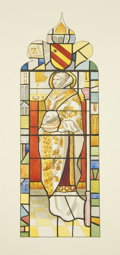 Witraż w kościele św. Marka ze św. Cuthbertem (akwarela na papierze) autorstwa Joseph Manning