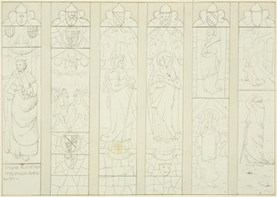 Witraż w oknie ołtarza św. Marka (ołówek na papierze) autorstwa Joseph Manning