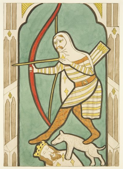 Witraże w oknach północnych i południowych chóru katedry w Bristolu (akwarela na papierze) autorstwa Joseph Manning