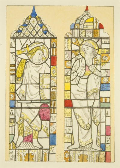 Witraż w oknie północnym, północny transept St Mary Redcliffe (akwarela na papierze) autorstwa Joseph Manning
