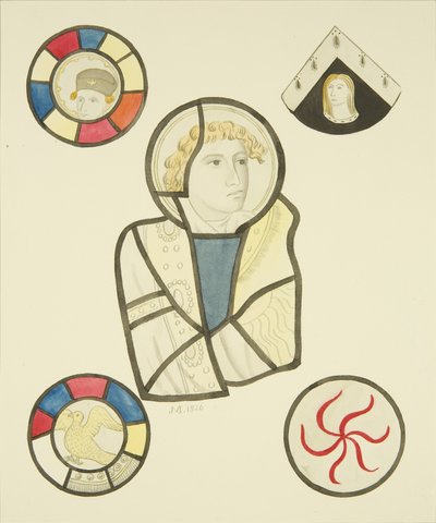 Witraż w północnym oknie prezbiterium St Mary Redcliffe (akwarela na papierze) autorstwa Joseph Manning