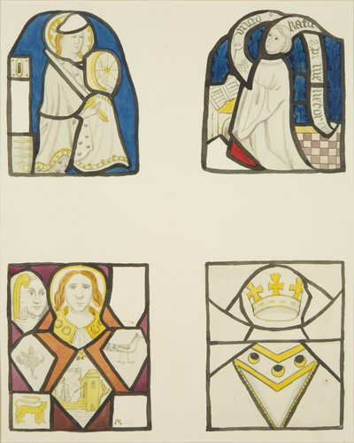 Witraż w oknie kaplicy tkaczy w kościele świątynnym (akwarela na papierze) autorstwa Joseph Manning
