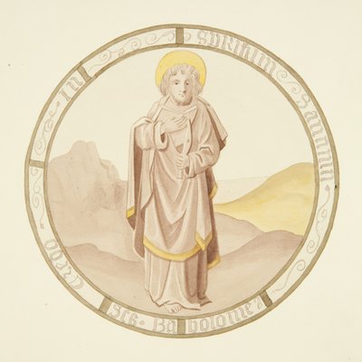 Witraż w oknie prywatnej kaplicy Pałacu Biskupiego: Św. Bartłomiej (akwarela na papierze) autorstwa Joseph Manning
