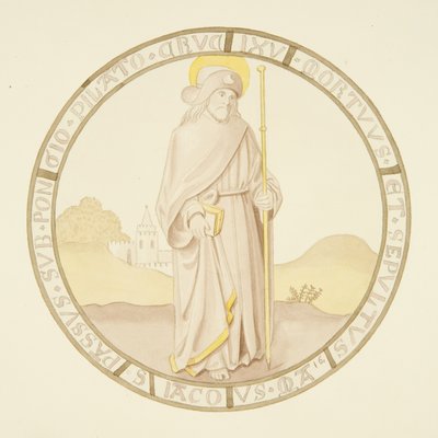 Witraż w oknie prywatnej kaplicy Pałacu Biskupiego: Św. Jakub (akwarela na papierze) autorstwa Joseph Manning