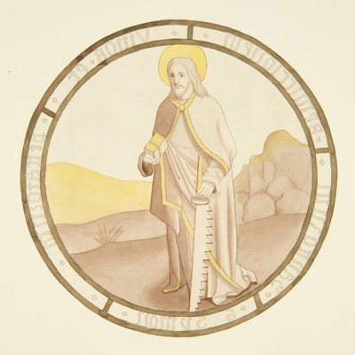 Witraż w oknie prywatnej kaplicy Pałacu Biskupiego: Św. Szymon (akwarela na papierze) autorstwa Joseph Manning