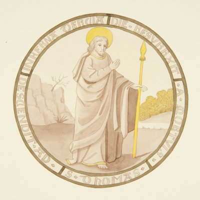 Witraż w oknie prywatnej kaplicy Pałacu Biskupiego: Św. Tomasz (akwarela na papierze) autorstwa Joseph Manning