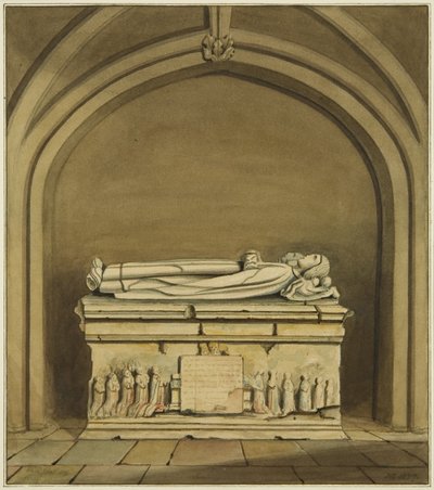 Grób Thomasa Rowleya i jego żony w krypcie kościoła św. Jana (akwarela na papierze) autorstwa Joseph Manning