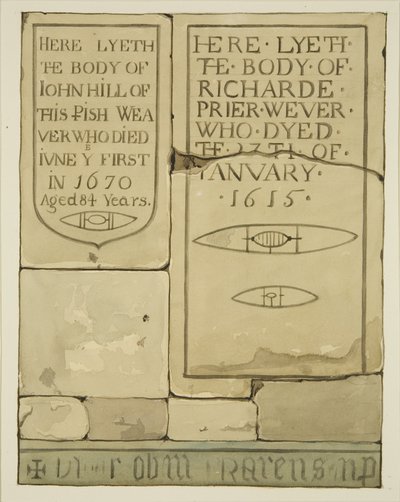 Dwa nagrobki w kaplicy tkaczy w kościele świątynnym (akwarela na papierze) autorstwa Joseph Manning