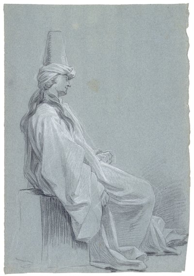 Młodzieniec siedzący w stroju orientalnym, 1748 (kreda na papierze kładzionym) autorstwa Joseph Marie Vien