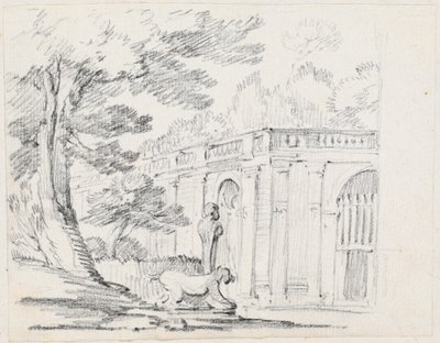 Loggia i rzeźby we włoskim ogrodzie autorstwa Joseph Marie Vien